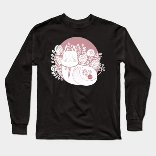 Content cat in pink Long Sleeve T-Shirt